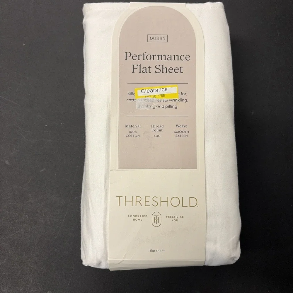 Queen 400 Thread Count Flat Sheet Sateen White 100% Cotton - Threshold